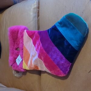 Kurt Geiger NWT Rainbow Velvet Large Christmas Stocking